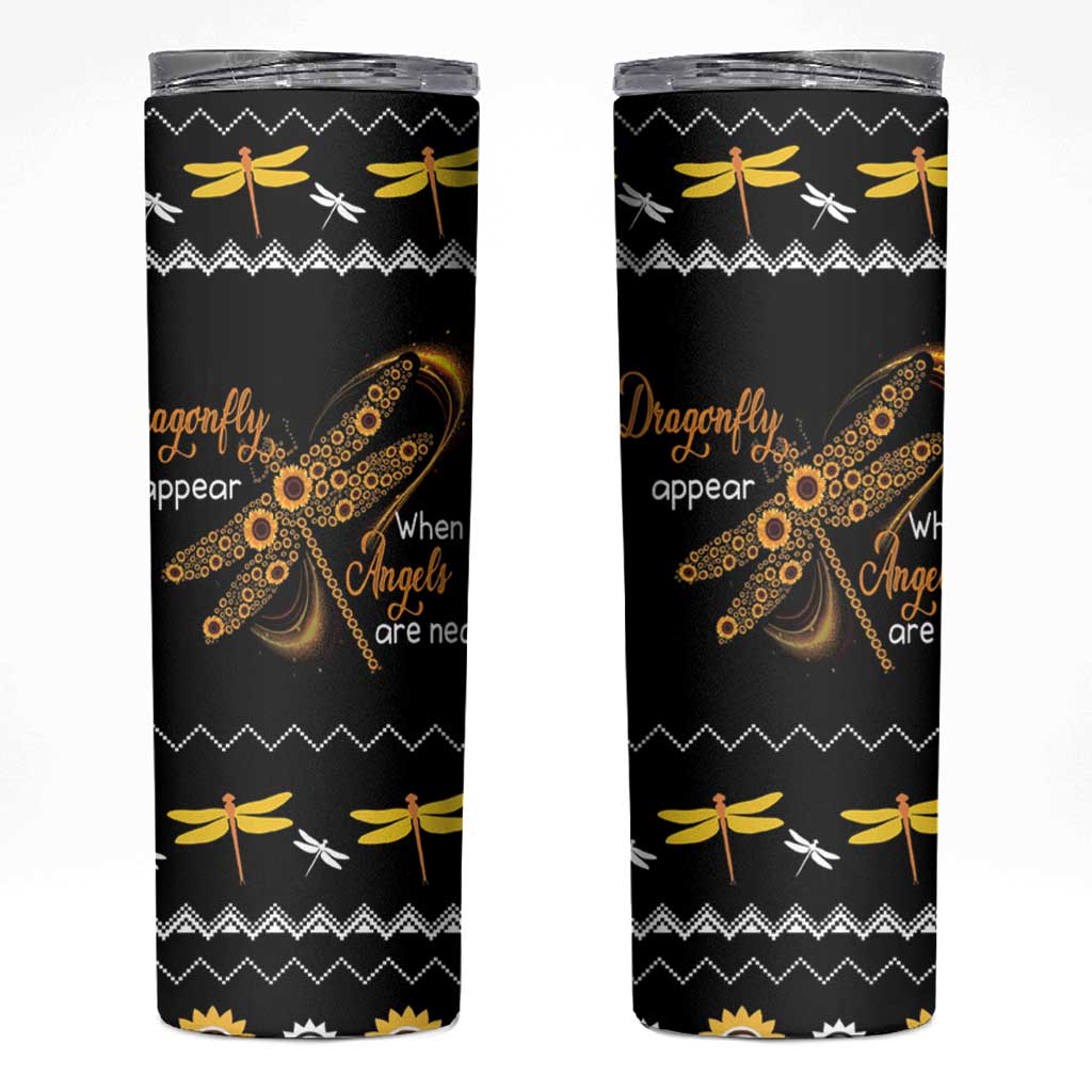 Dragonfly Sunflower Skinny Tumbler Dragonfly Appear When Angels Are Near