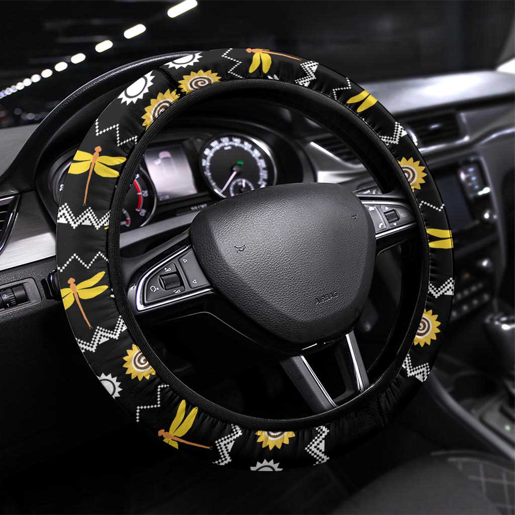 Dragonfly Sunflower Steering Wheel Cover Dragonfly Appear When Angels Are Near