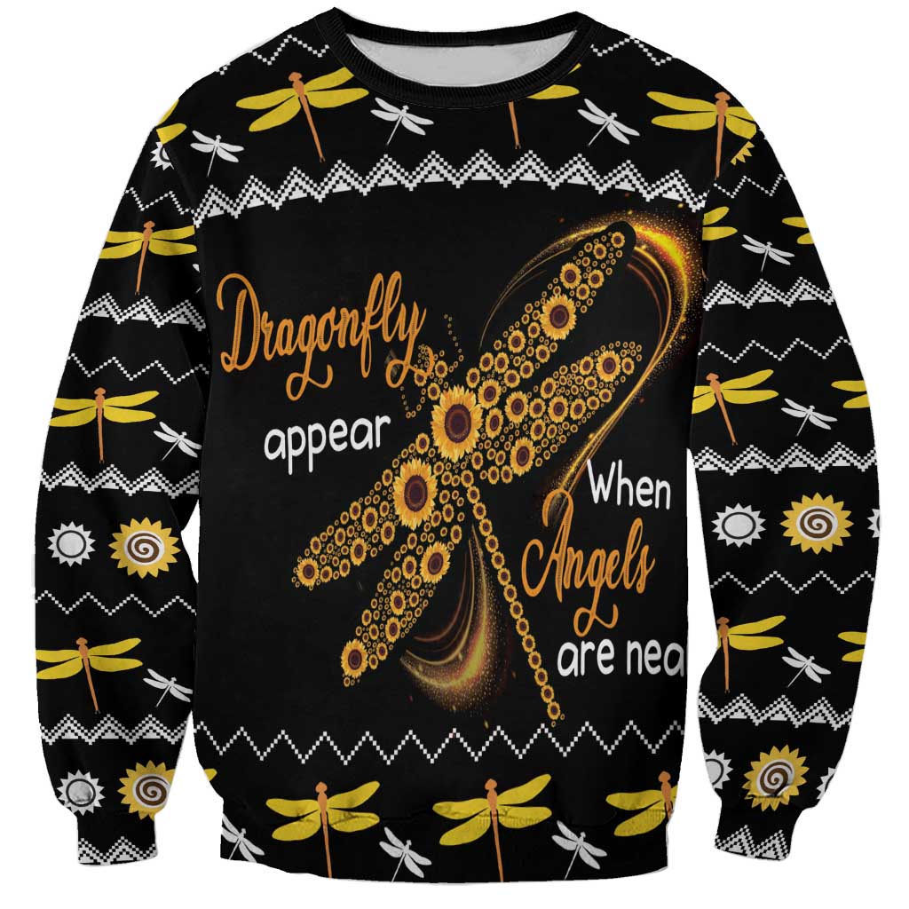 Dragonfly Sunflower Sweatshirt Dragonfly Appear When Angels Are Near