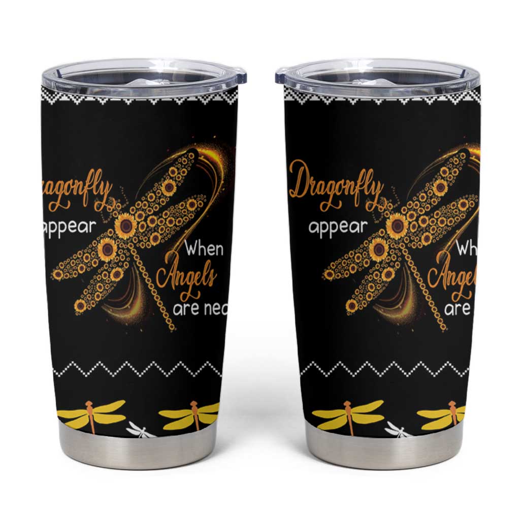 Dragonfly Sunflower Tumbler Cup Dragonfly Appear When Angels Are Near