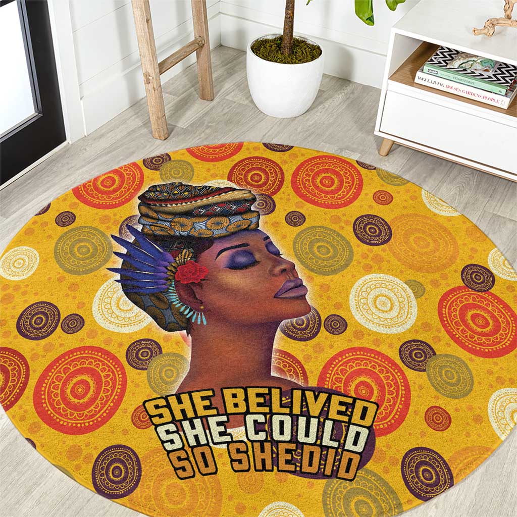 African She Believed Round Carpet She Could So She Did