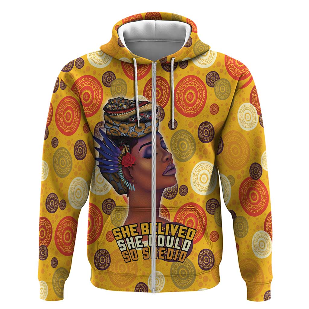 African She Believed Zip Hoodie She Could So She Did - Wonder Print Shop