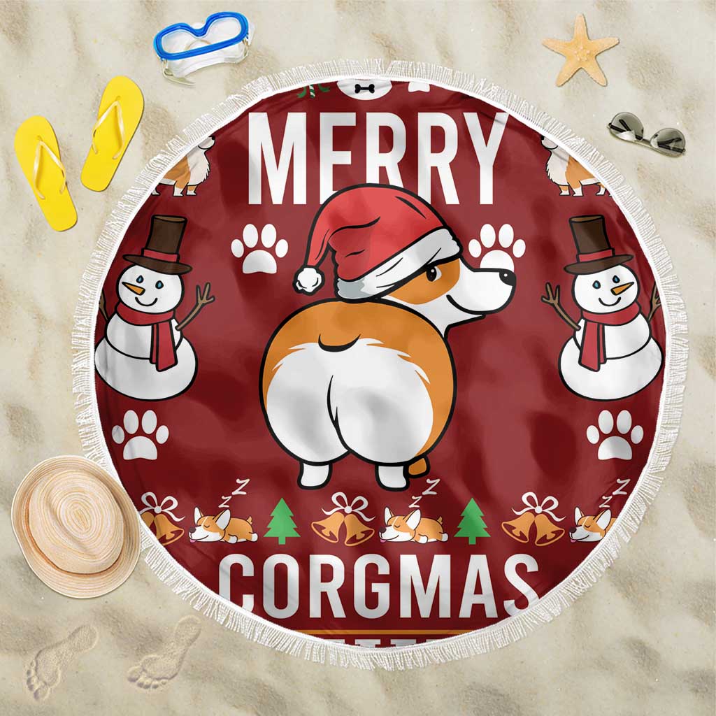 Funny Corgi Dog Beach Blanket Merry CORGMAS Christmas - Wonder Print Shop