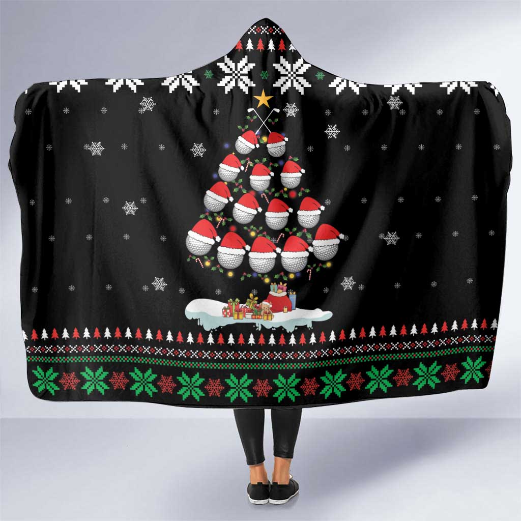 Golf Christmas Tree Snow Hooded Blanket