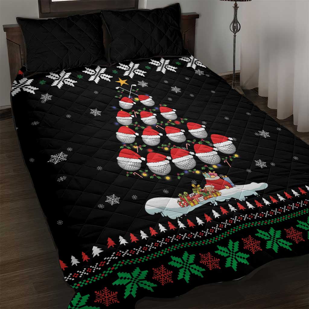 Golf Christmas Tree Snow Quilt Bed Set - Wonder Print Shop