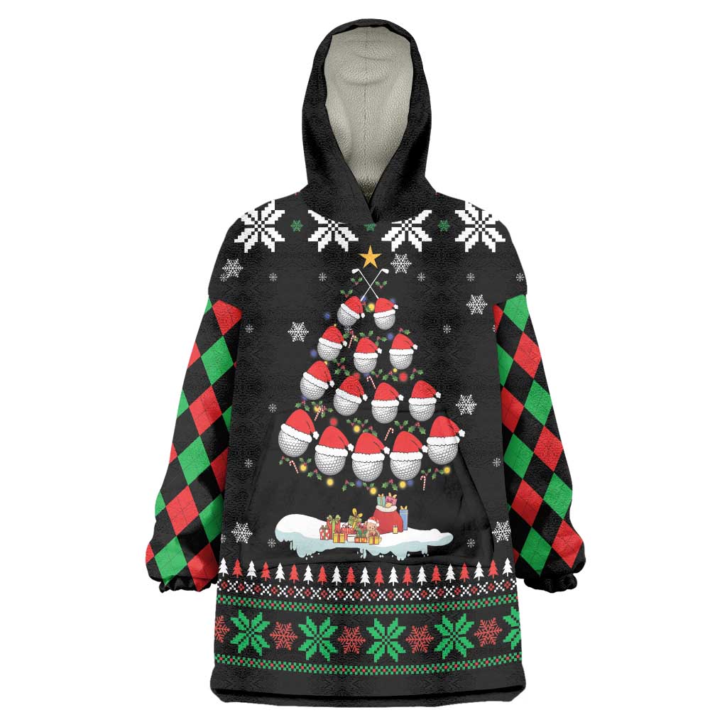 Golf Christmas Tree Snow Wearable Blanket Hoodie