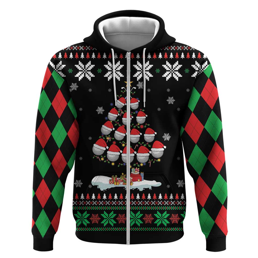 Golf Christmas Tree Snow Zip Hoodie - Wonder Print Shop