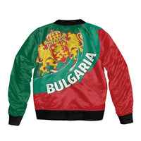 Green and red unisex bomber jacket with back coat of arms and 'BULGARIA' text