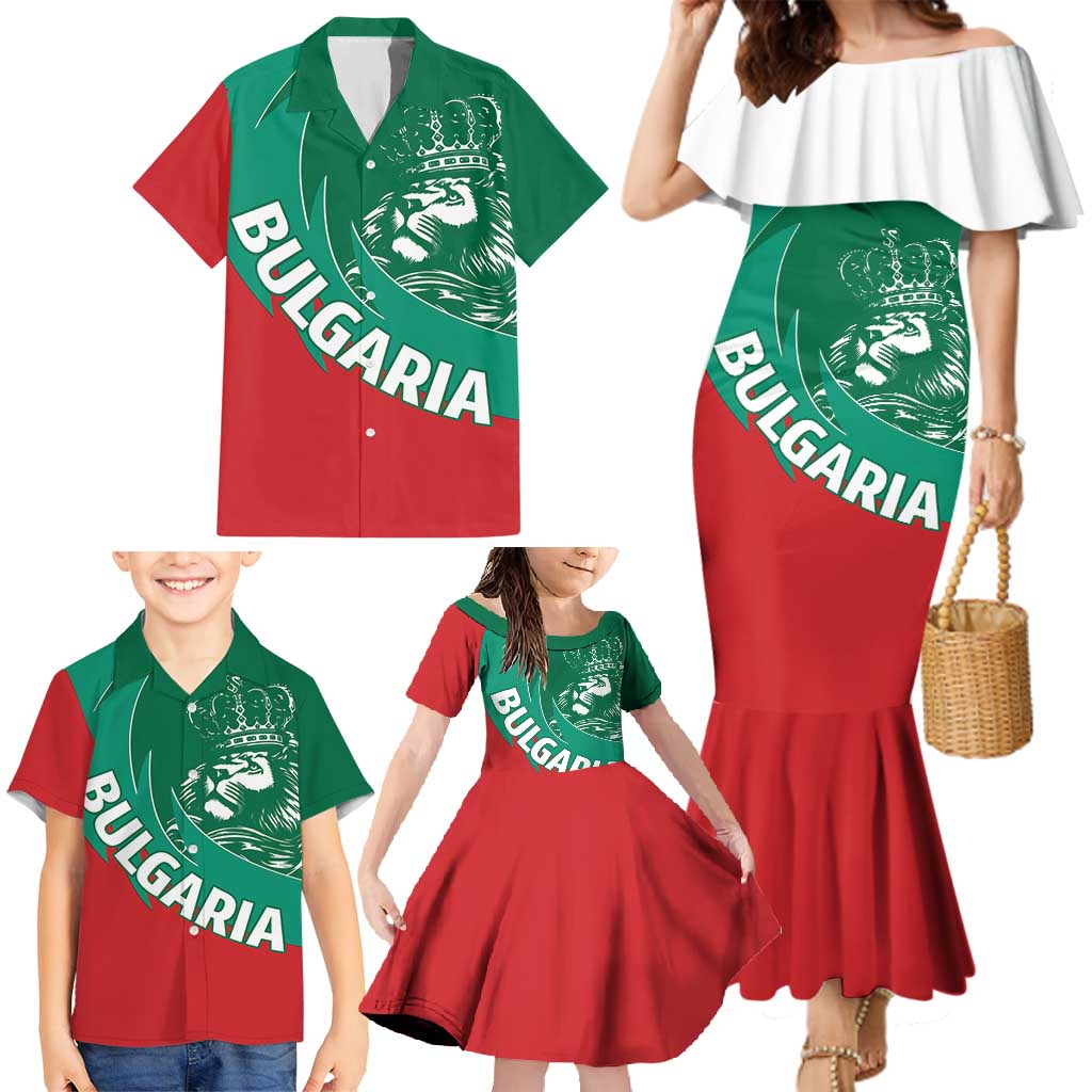 Bulgaria Lion Family Matching Mermaid Dress and Hawaiian Shirt Bulgarian Coat Of Arms