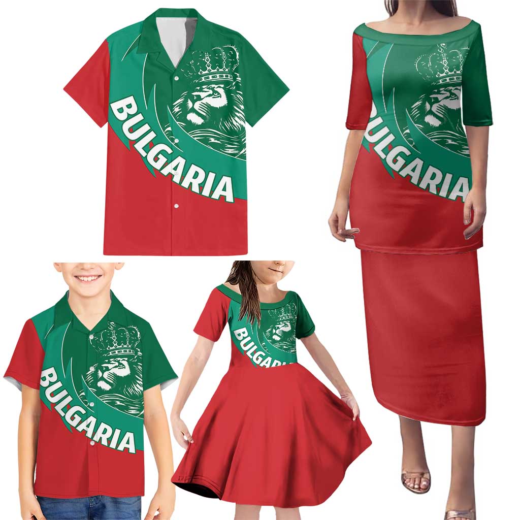 Bulgaria Lion Family Matching Puletasi and Hawaiian Shirt Bulgarian Coat Of Arms