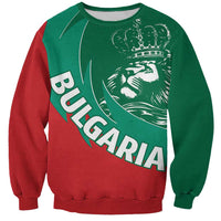 Green and red unisex sweatshirt with crowned lion graphic and Bulgaria lettering