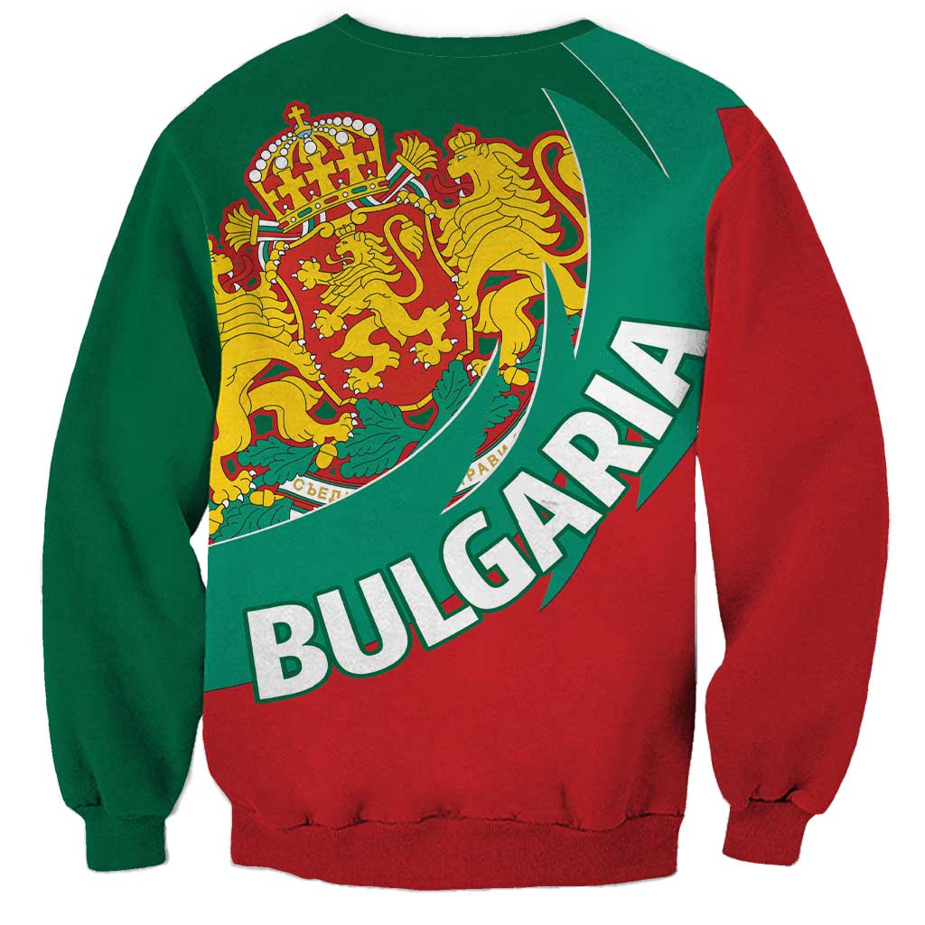 Green and red unisex sweatshirt with Bulgarian coat of arms crest and Bulgaria text
