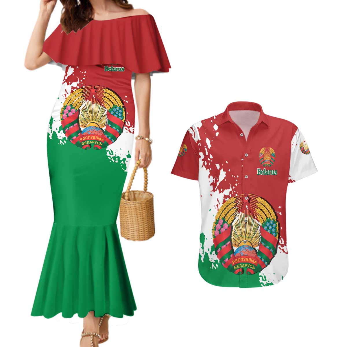 Personalized Belarus Couples Matching Mermaid Dress and Hawaiian Shirt Special Style