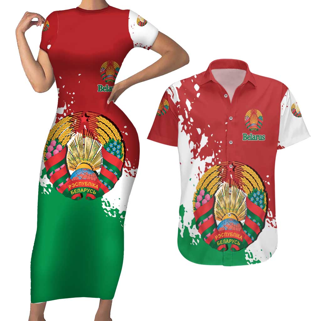 Personalized Belarus Couples Matching Short Sleeve Bodycon Dress and Hawaiian Shirt Special Style