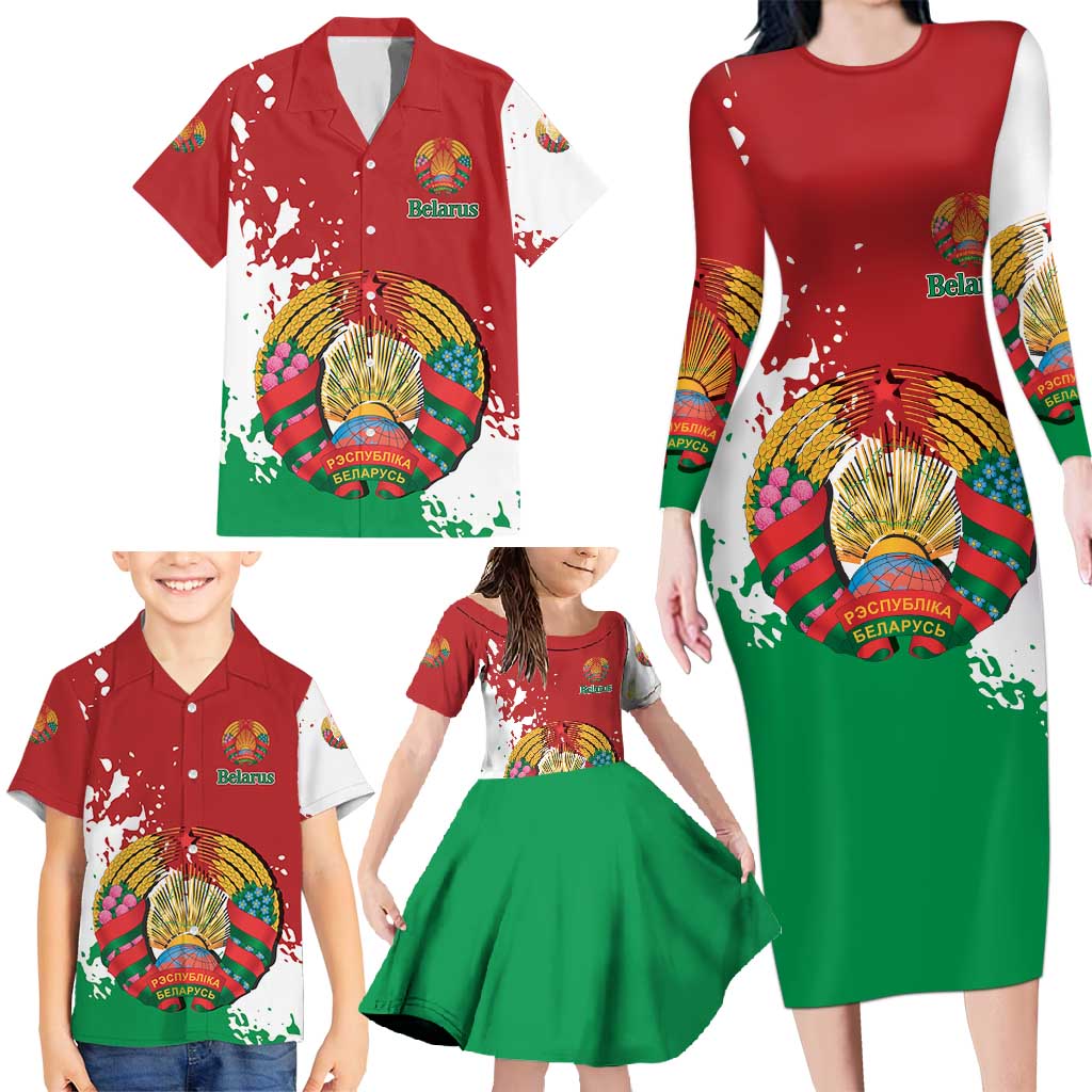 Personalized Belarus Family Matching Long Sleeve Bodycon Dress and Hawaiian Shirt Special Style