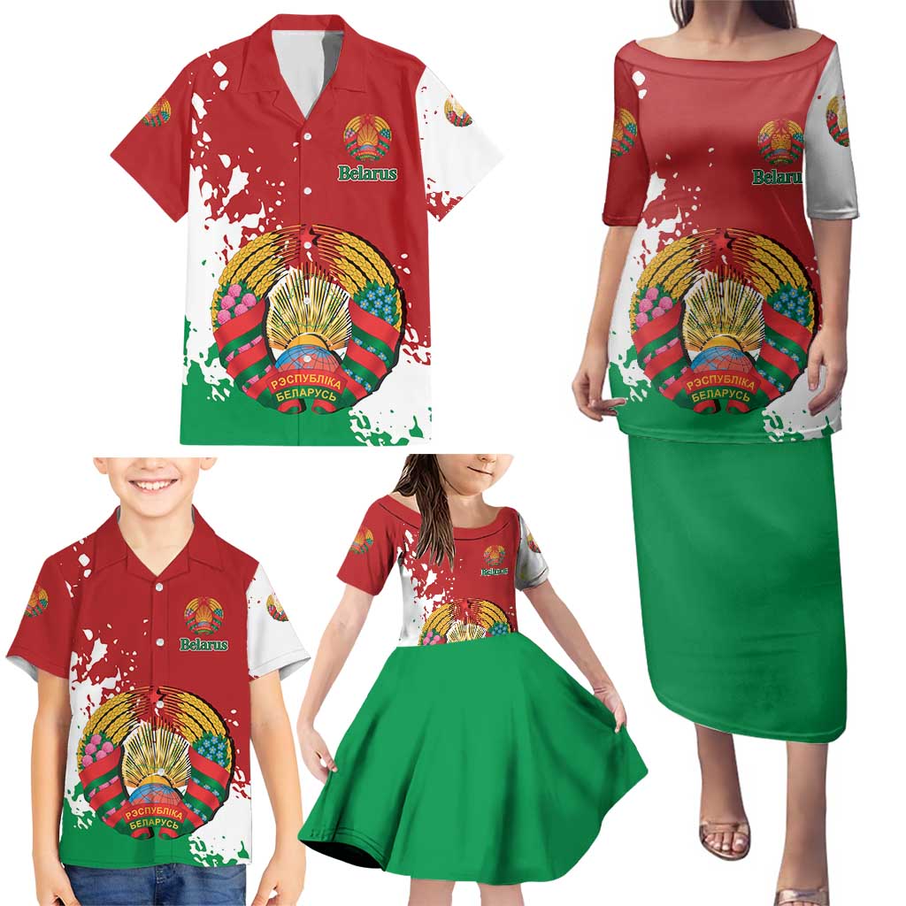 Personalized Belarus Family Matching Puletasi and Hawaiian Shirt Special Style