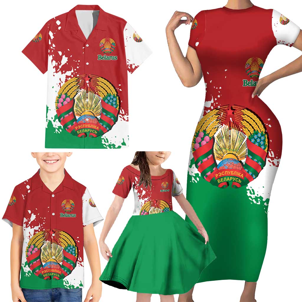 Personalized Belarus Family Matching Short Sleeve Bodycon Dress and Hawaiian Shirt Special Style