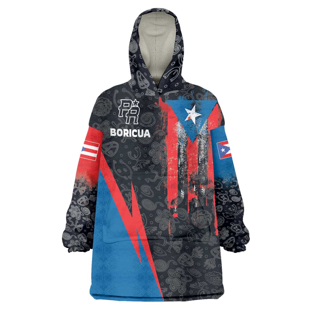 Puerto Rico Wearable Blanket Hoodie Boricua PR Flag Style