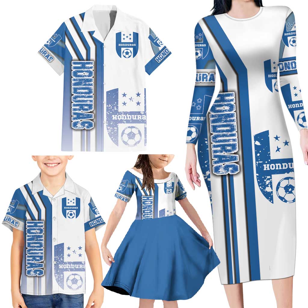 Honduras Football Family Matching Long Sleeve Bodycon Dress and Hawaiian Shirt Los Catrachos Soccer - Road To Champion