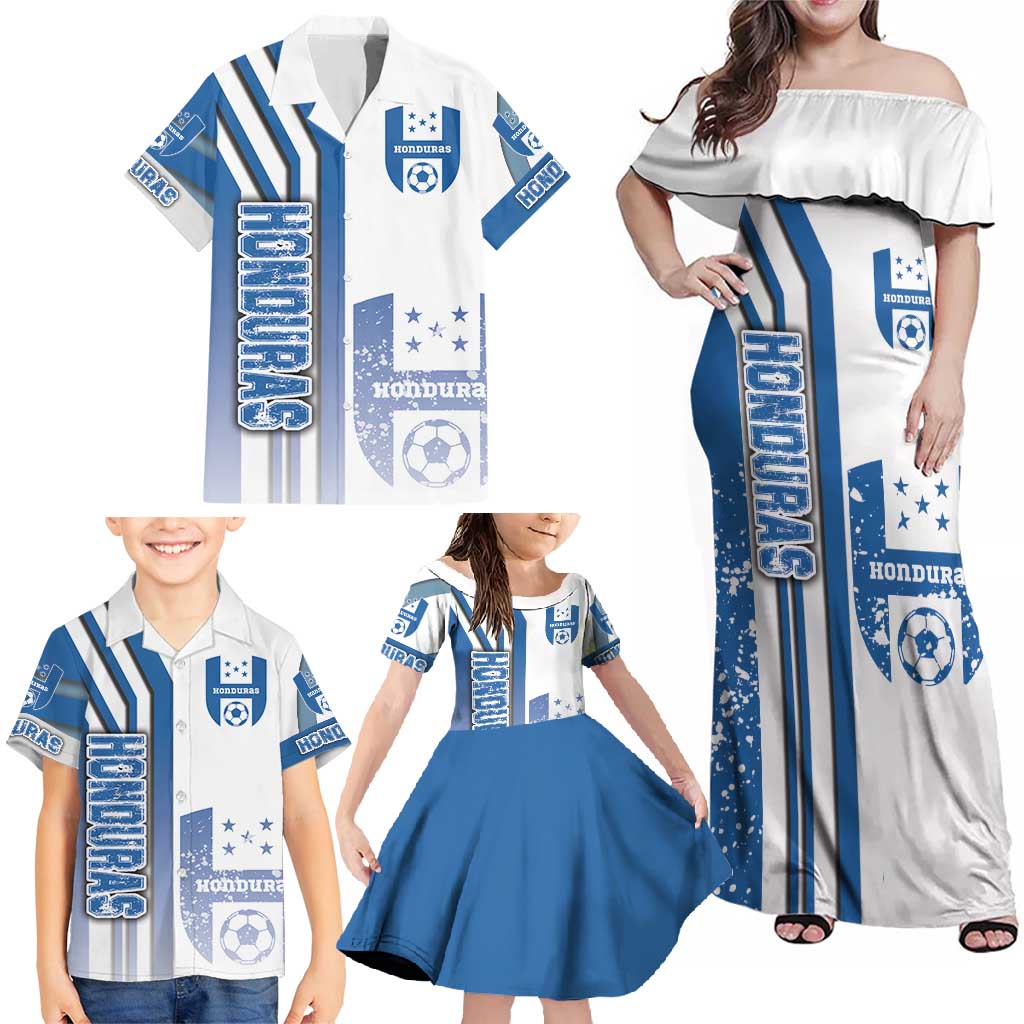 Honduras Football Family Matching Off Shoulder Maxi Dress and Hawaiian Shirt Los Catrachos Soccer - Road To Champion