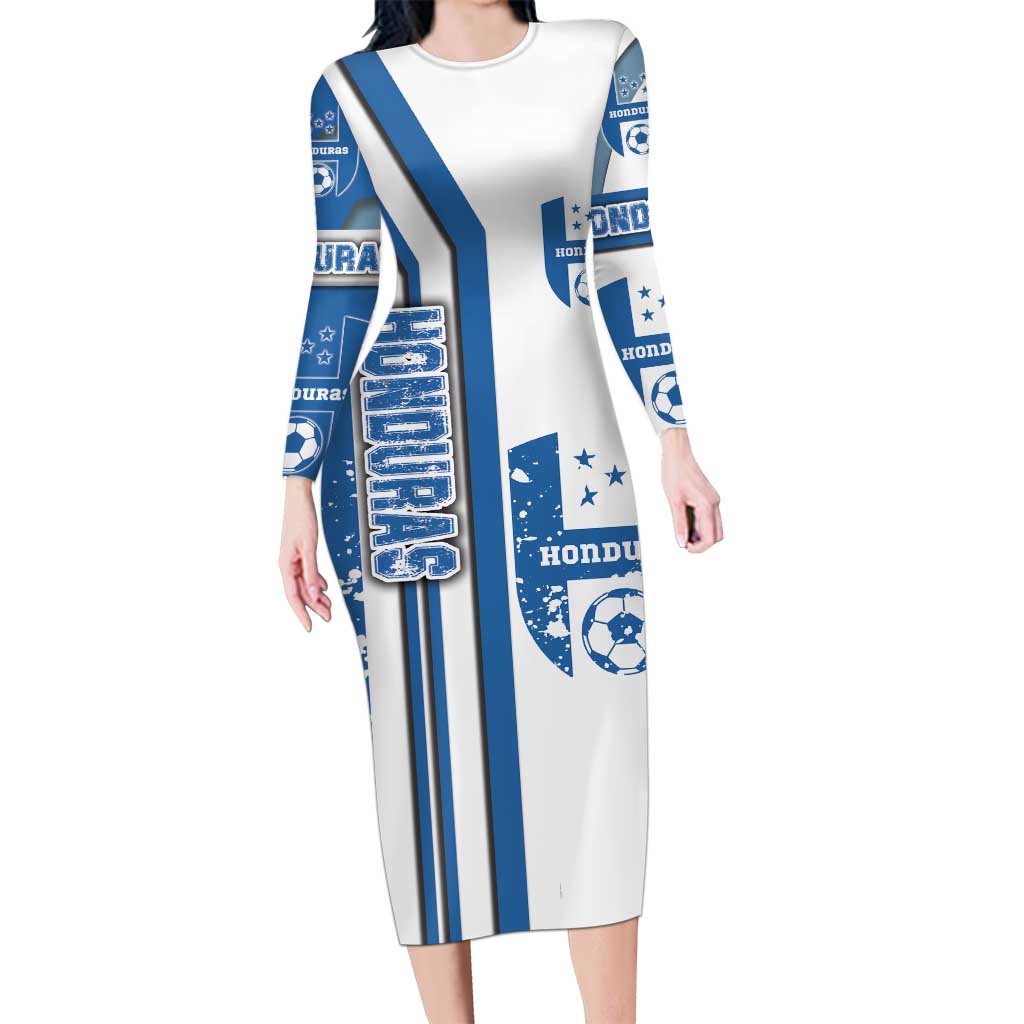 Honduras Football Long Sleeve Bodycon Dress Los Catrachos Soccer - Road To Champion