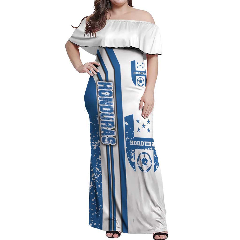 Honduras Football Off Shoulder Maxi Dress Los Catrachos Soccer - Road To Champion