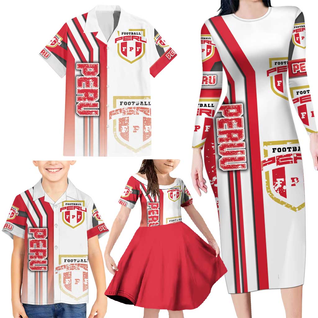 Peru Football Family Matching Long Sleeve Bodycon Dress and Hawaiian Shirt La Bicolor Soccer - Road To Champion