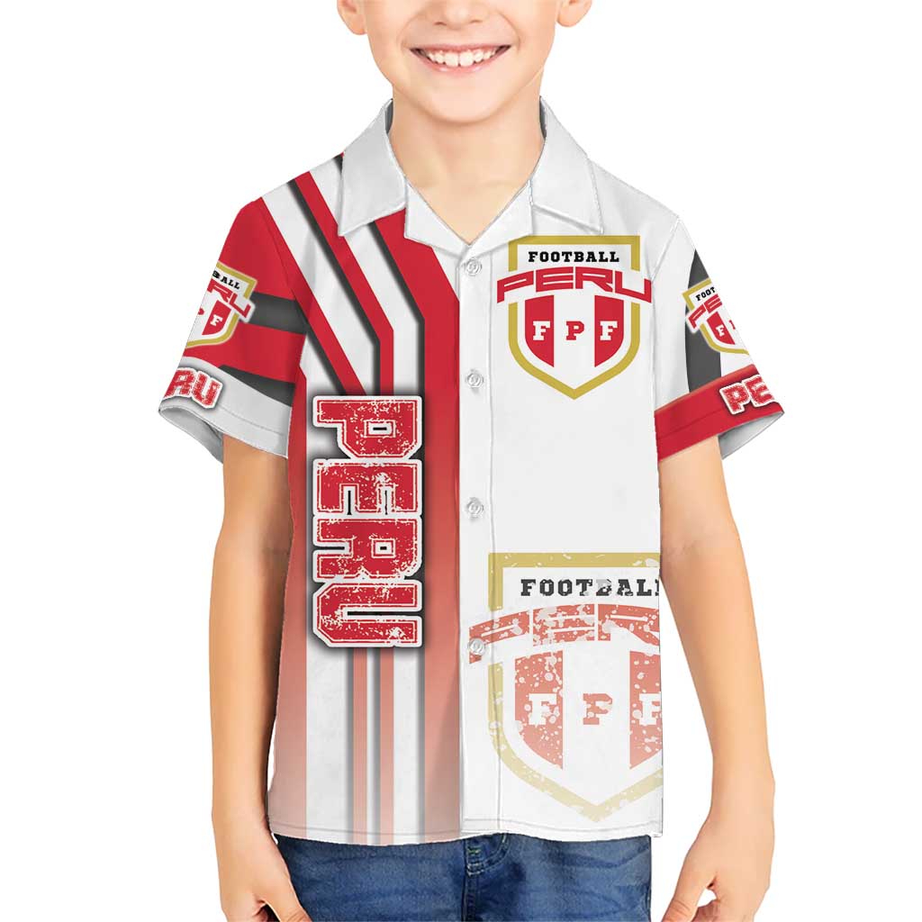 Peru Football Kid Hawaiian Shirt La Bicolor Soccer - Road To Champion