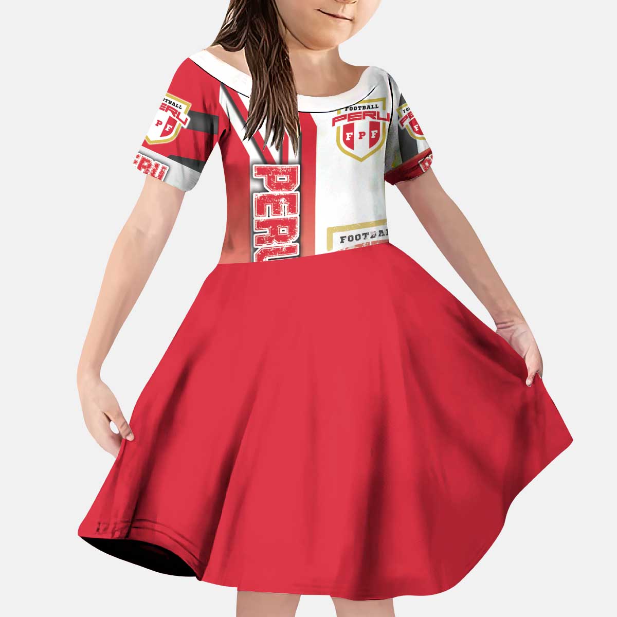 Peru Football Kid Short Sleeve Dress La Bicolor Soccer - Road To Champion