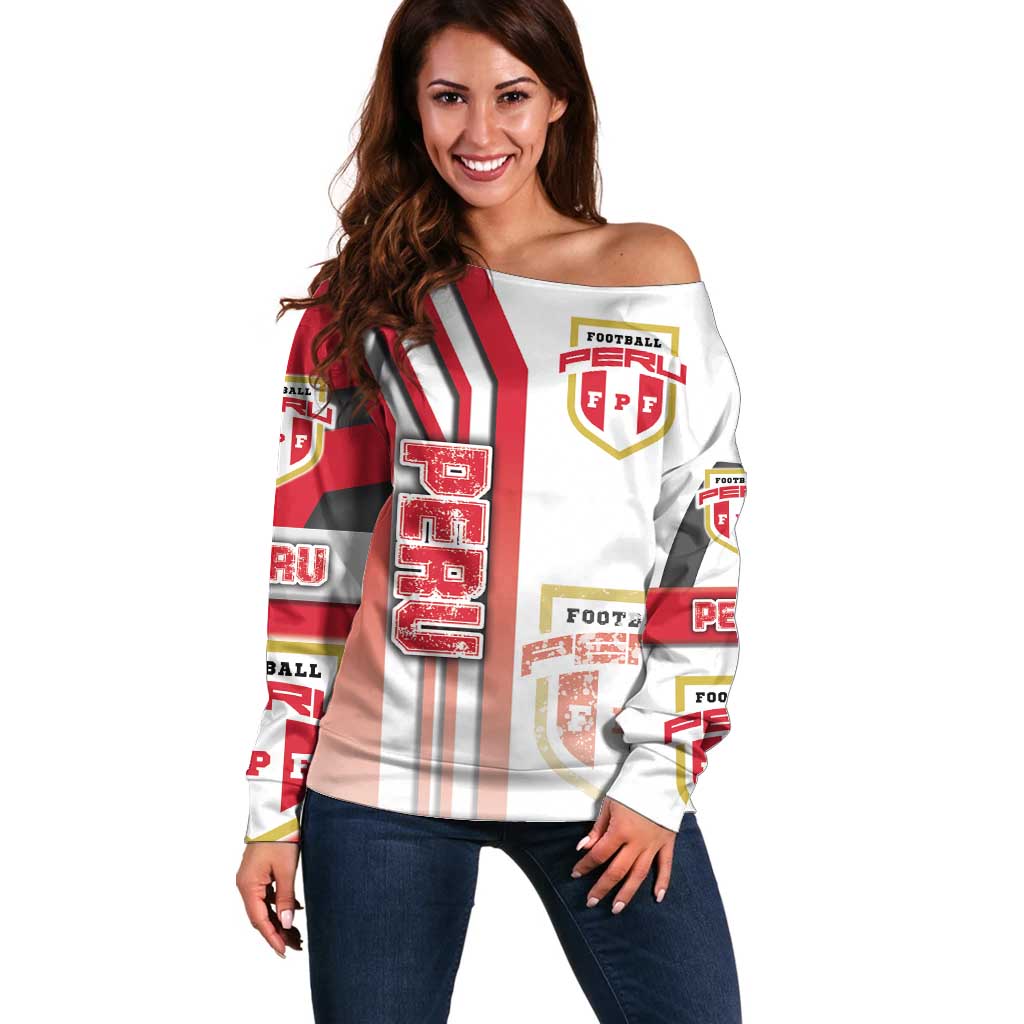 Peru Football Off Shoulder Sweater La Bicolor Soccer - Road To Champion