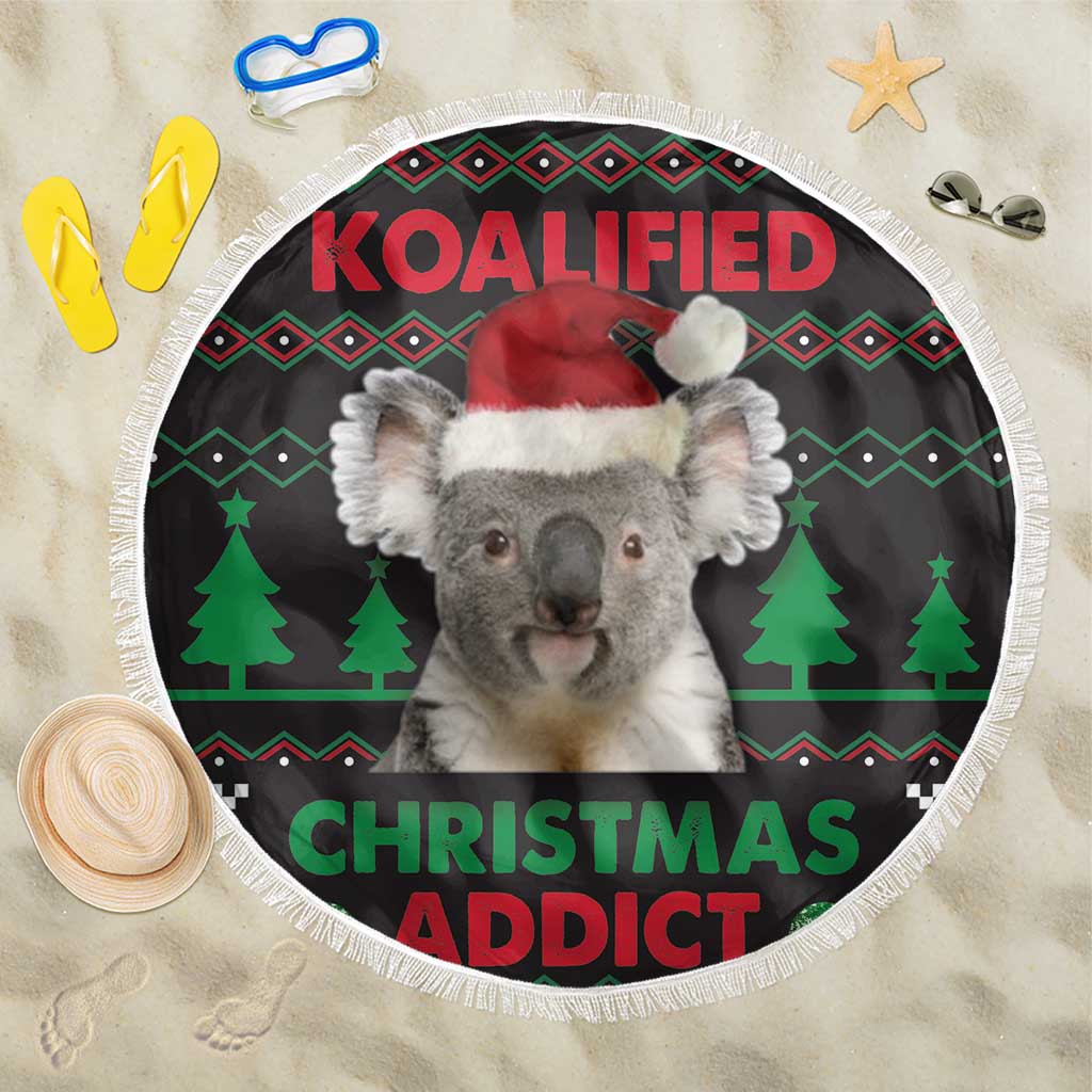 Cute Koala Beach Blanket Koalified Christmas Addict - Wonder Print Shop