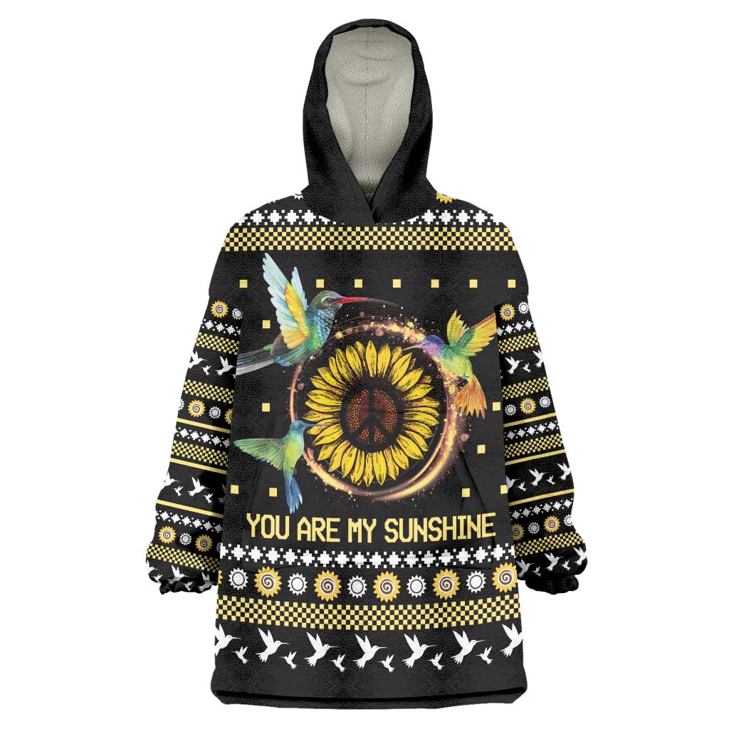 Hummingbird Sunflower Christmas Wearable Blanket Hoodie You Are My Sunshine