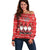 Chillin With My Gnomies Off Shoulder Sweater Merry Christmas - Wonder Print Shop