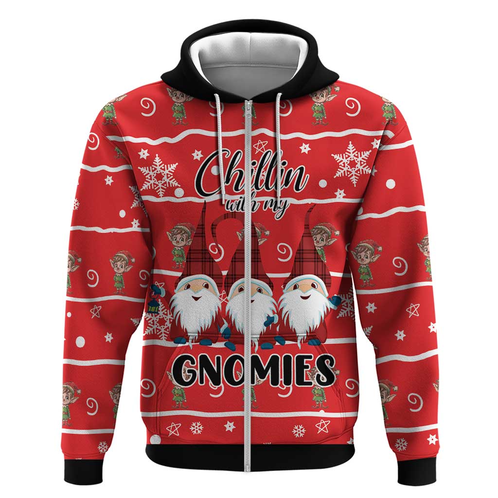 Chillin With My Gnomies Zip Hoodie Merry Christmas - Wonder Print Shop