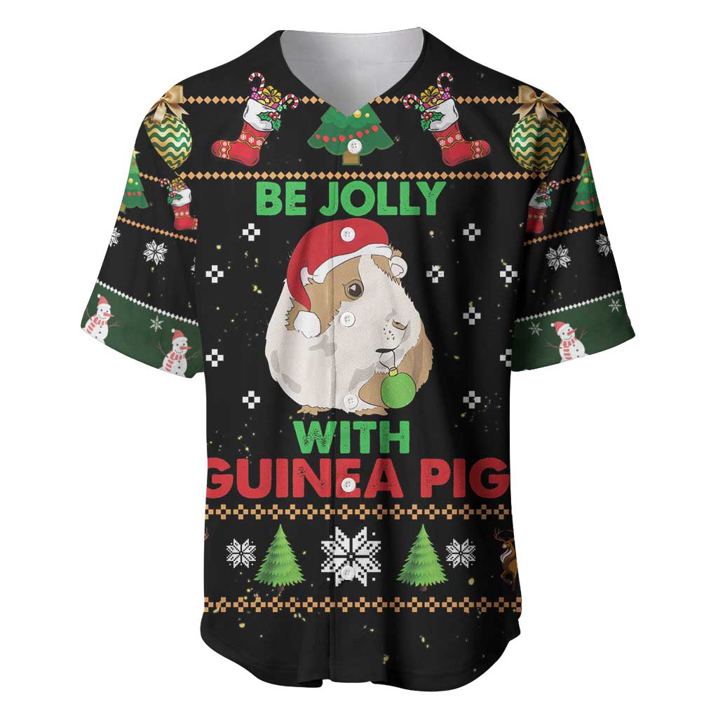 Guinea Pig Christmas Baseball Jersey Be Jolly With Guinea Pig - Wonder Print Shop