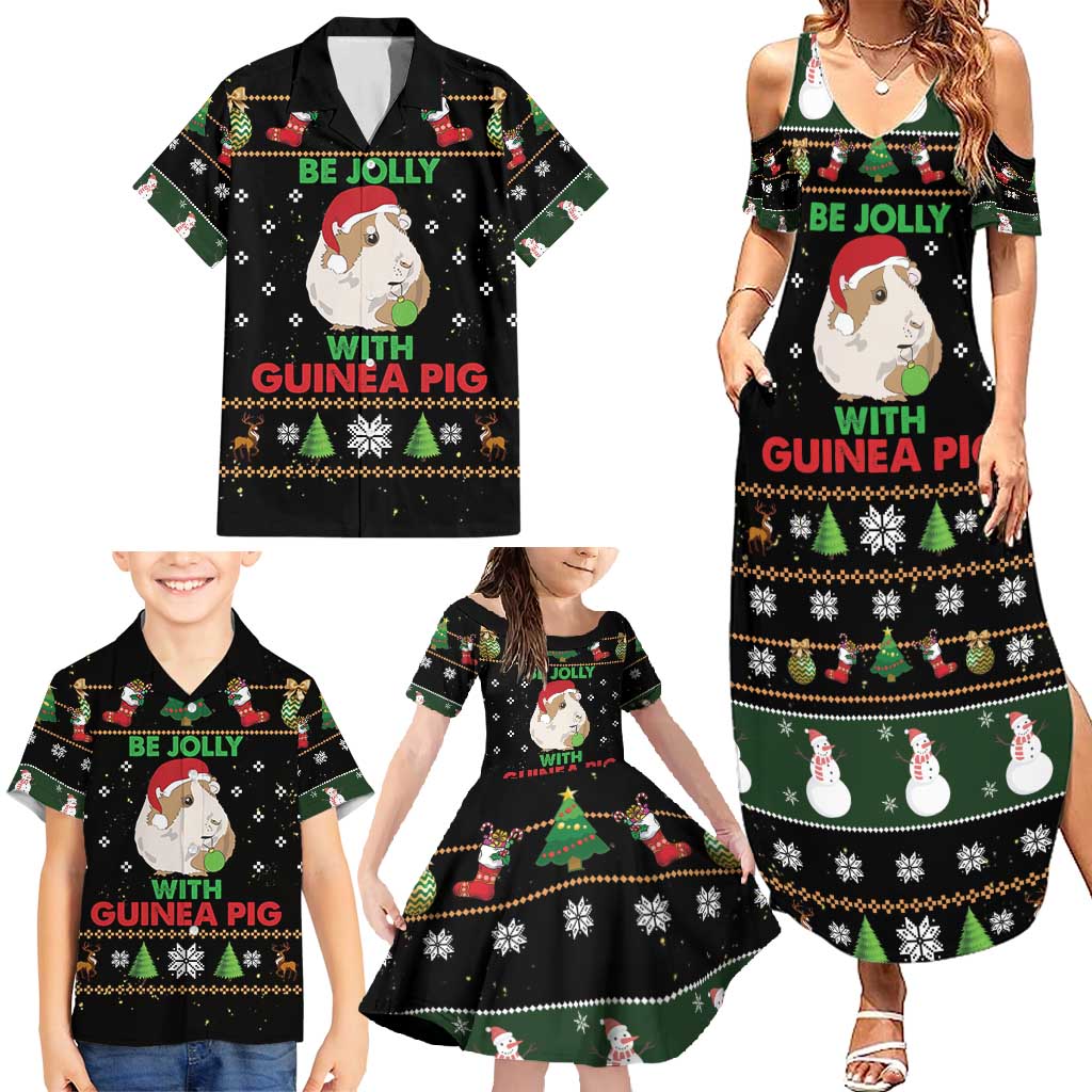 Guinea Pig Christmas Family Matching Summer Maxi Dress and Hawaiian Shirt Be Jolly With Guinea Pig - Wonder Print Shop