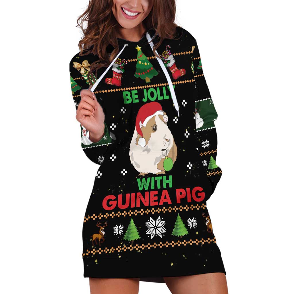 Guinea Pig Christmas Hoodie Dress Be Jolly With Guinea Pig - Wonder Print Shop