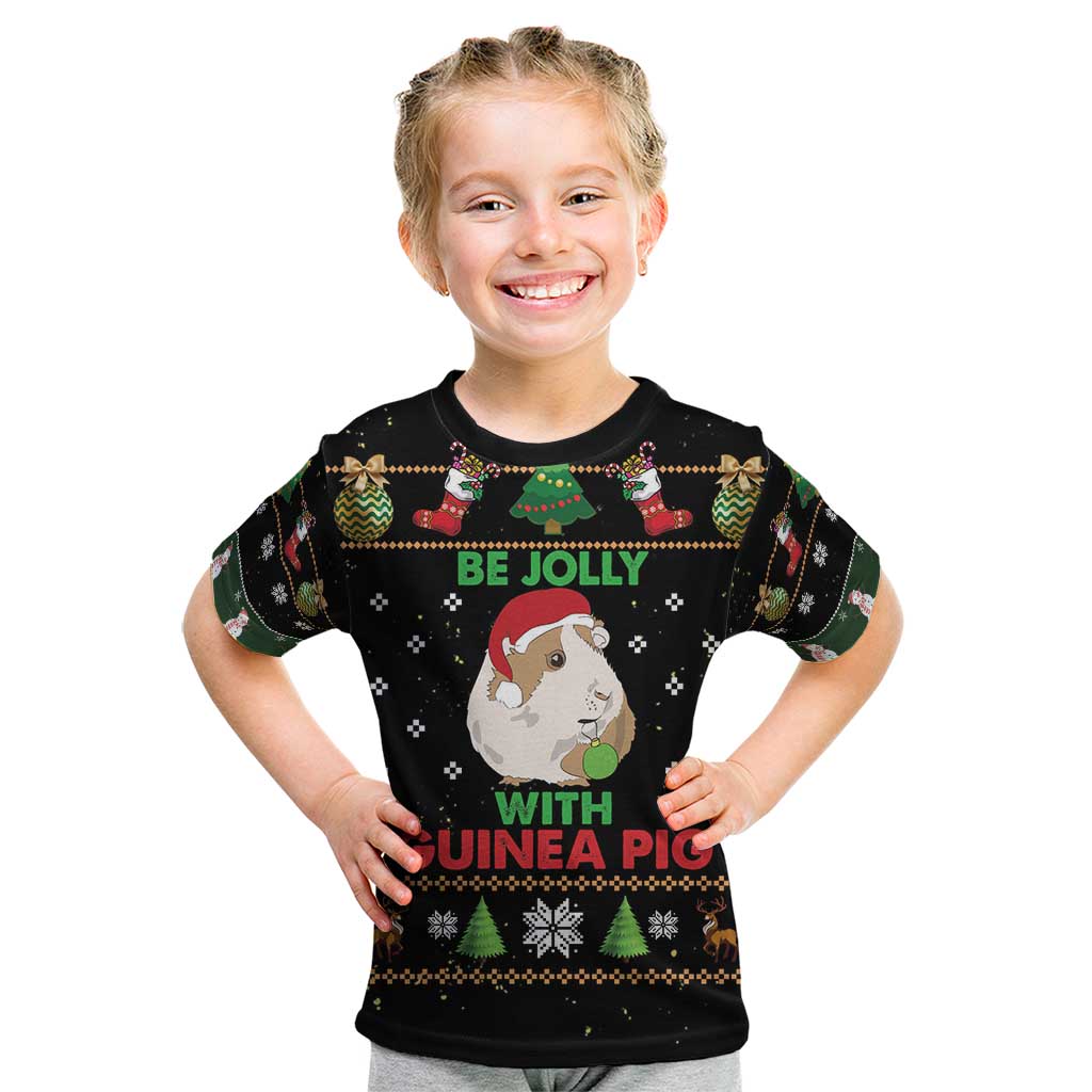 Guinea Pig Christmas Kid T Shirt Be Jolly With Guinea Pig - Wonder Print Shop