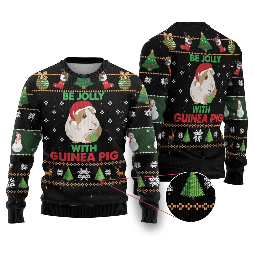 Guinea Pig Christmas Ugly Christmas Sweater Be Jolly With Guinea Pig - Wonder Print Shop