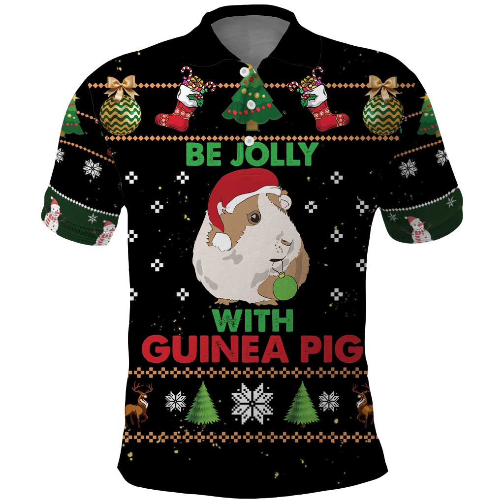 Guinea Pig Christmas Polo Shirt Be Jolly With Guinea Pig - Wonder Print Shop