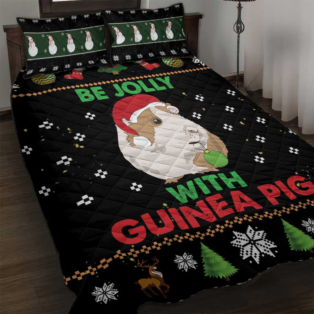 Guinea Pig Christmas Quilt Bed Set Be Jolly With Guinea Pig - Wonder Print Shop