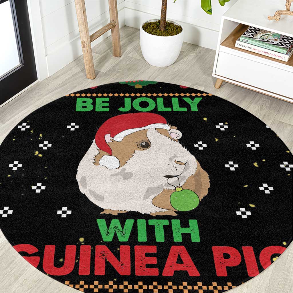 Guinea Pig Christmas Round Carpet Be Jolly With Guinea Pig