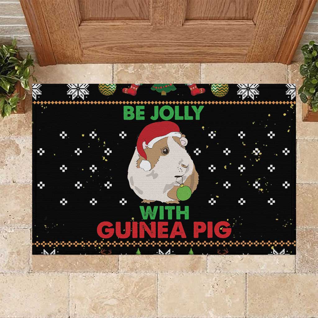 Guinea Pig Christmas Rubber Doormat Be Jolly With Guinea Pig - Wonder Print Shop