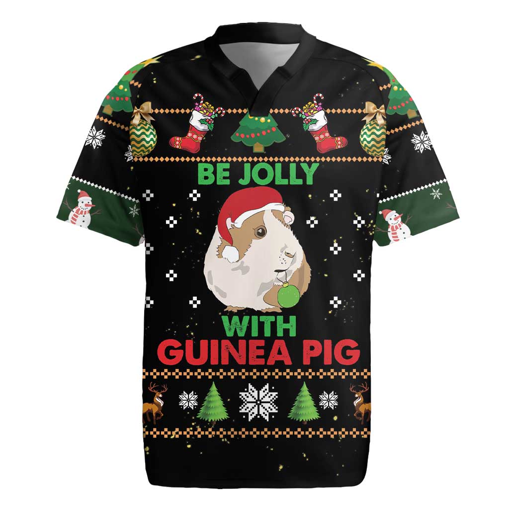 Guinea Pig Christmas Rugby Jersey Be Jolly With Guinea Pig - Wonder Print Shop