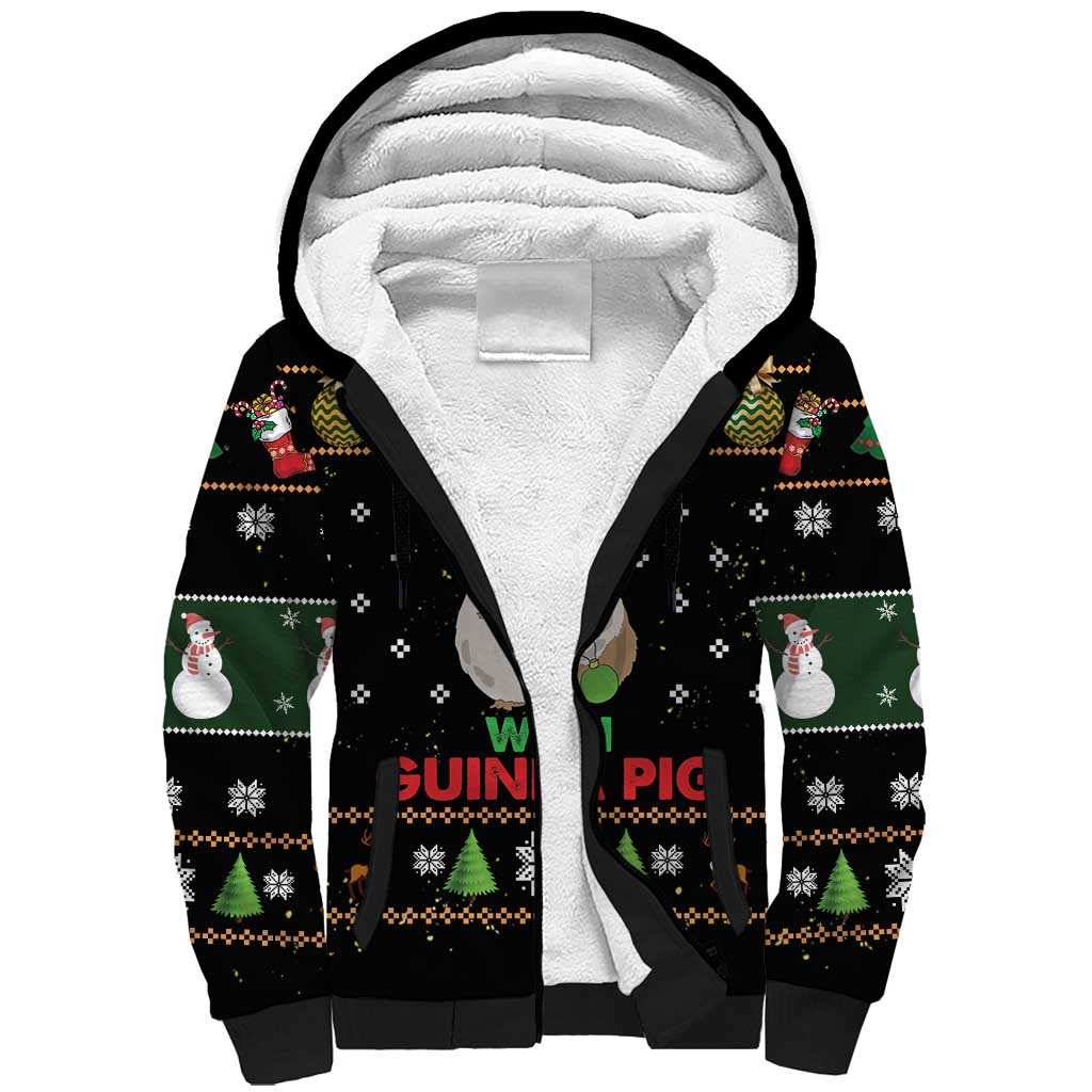 Guinea Pig Christmas Sherpa Hoodie Be Jolly With Guinea Pig - Wonder Print Shop