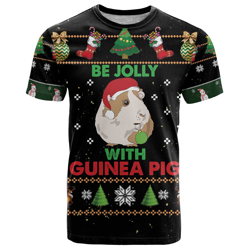 Guinea Pig Christmas T Shirt Be Jolly With Guinea Pig - Wonder Print Shop