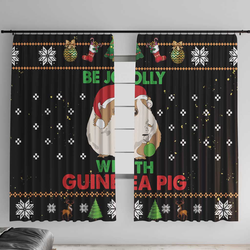 Guinea Pig Christmas Window Curtain Be Jolly With Guinea Pig - Wonder Print Shop