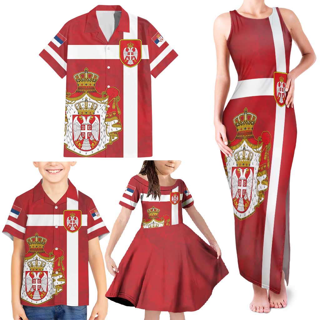 Serbia Family Matching Tank Maxi Dress and Hawaiian Shirt Serbian Cross Eagle Tattoo