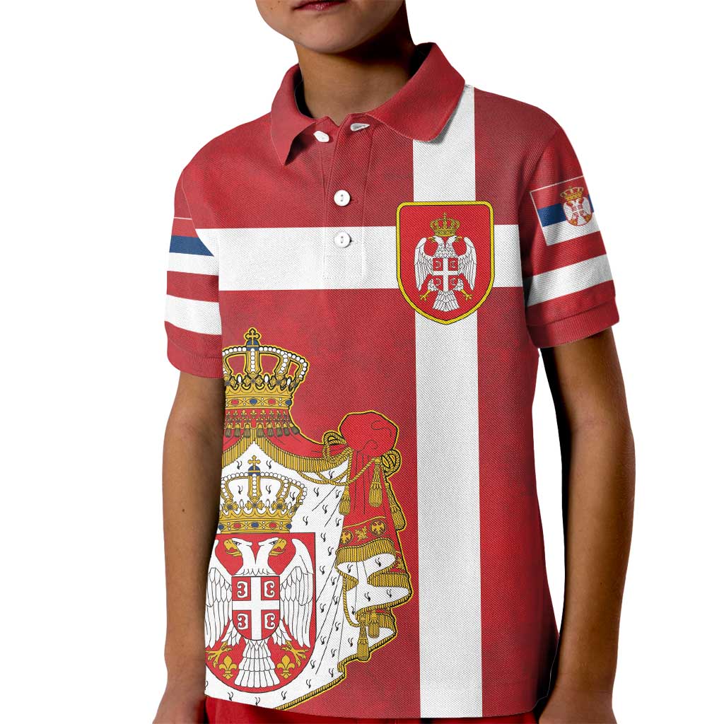 Serbia Kid Polo Shirt Serbian Cross Eagle Tattoo