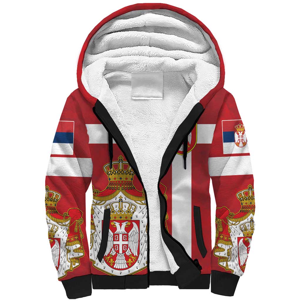 Serbia Sherpa Hoodie Serbian Cross Eagle Tattoo